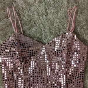 LAST CHANCE - Vtg 90s Baby Pink Sequin Mini Cocktail Dress